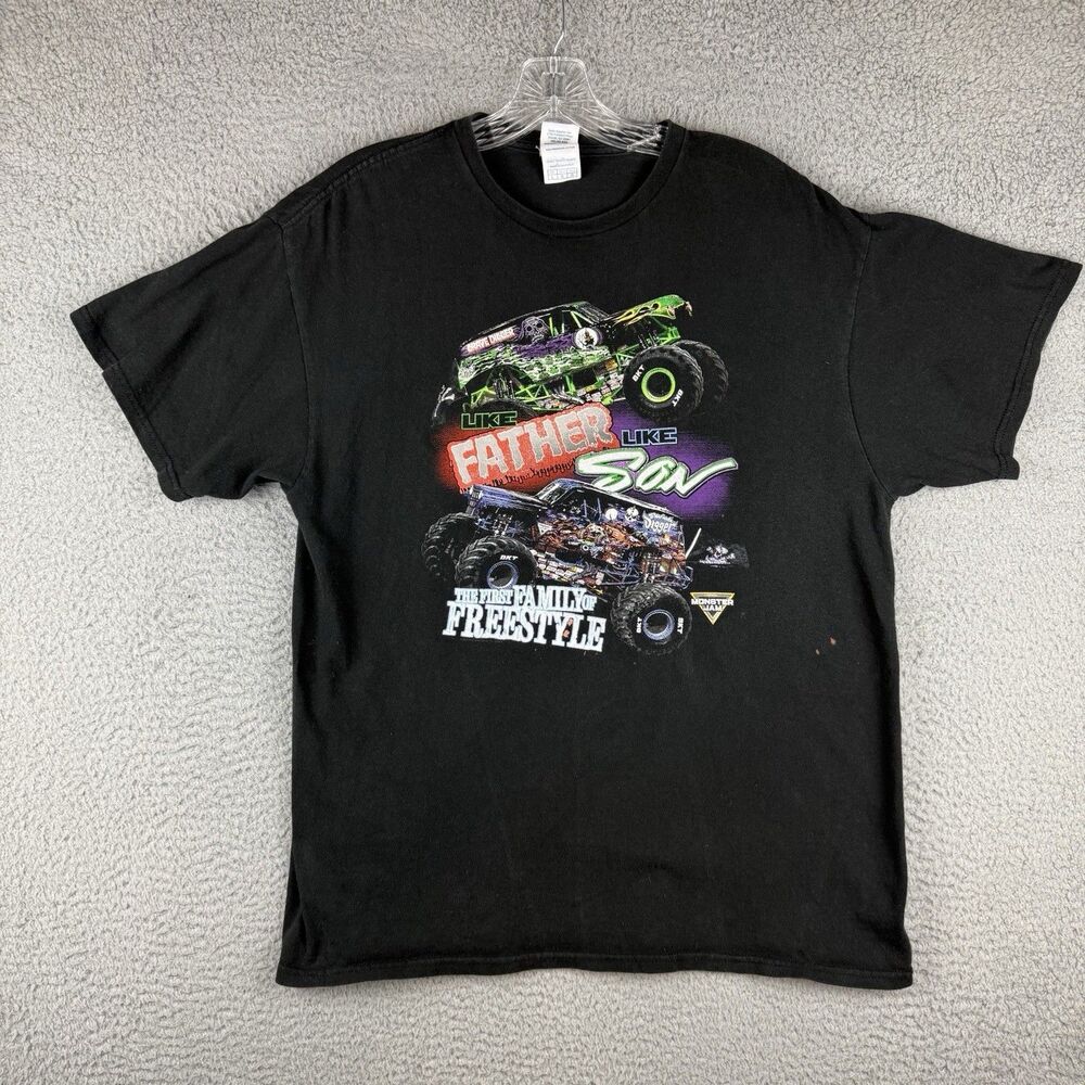 Grave Digger Monster Truck T-Shirt Like Father Like Son Men’s Large Black (Stain